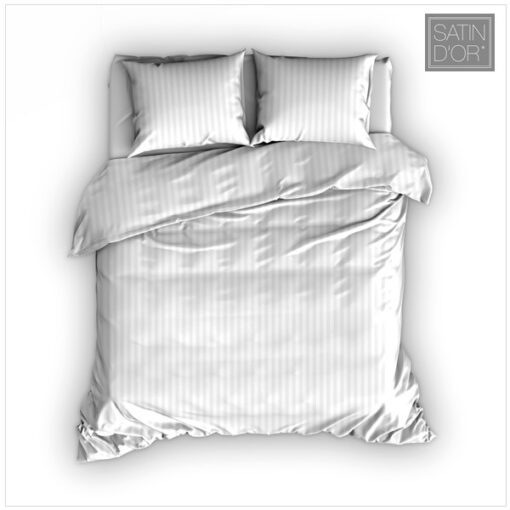 Satin d'Or Dekbedovertrek Satin Streep - Wit
