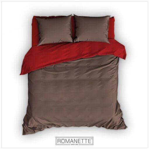 Romanette Dekbedovertrek Comtesse Flanel Bruin - Rood