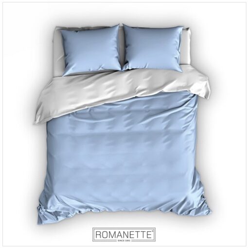 Romanette Dekbedovertrek Comtesse Flanel Blauw - Wit