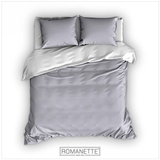 Romanette Dekbedovertrek Comtesse Flanel Zilver - Wit