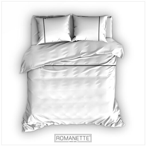 Romanette Dekbedovertrek Duchesse Flanel Wit - Zwart