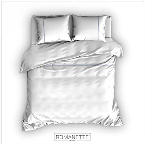 Romanette Dekbedovertrek Duchesse Flanel Wit - Blauw