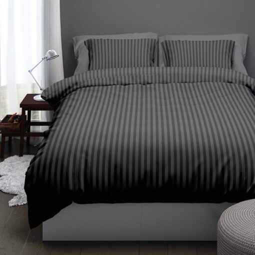 Satin d'Or Dekbedovertrek Satin Streep - Antraciet