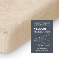 Romanette Hoeslaken Velours Beige - Afbeelding 4