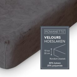 Romanette Hoeslaken Velours Antraciet - Afbeelding 4