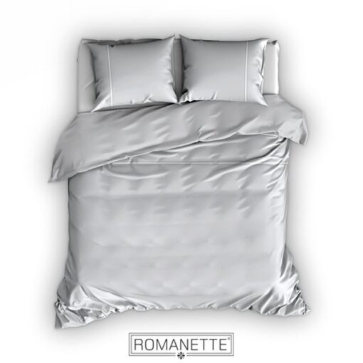 Romanette Overtrek Duchesse Flanel Zilver - wit