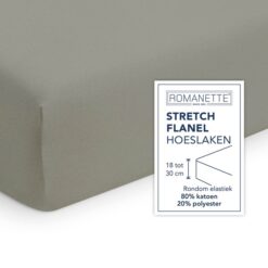 Romanette Hoeslaken Flanel -stretch Kaki