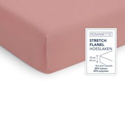 Romanette Hoeslaken Flanel stretch Poederroze