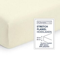 Romanette Hoeslaken Flanel Stretch Ivoor - Afbeelding 3