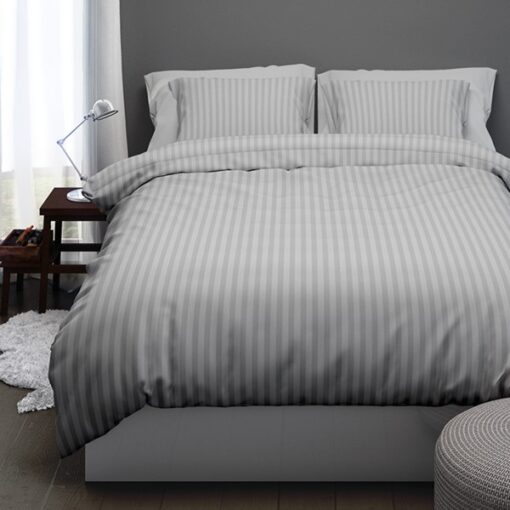 Satin d'Or Dekbedovertrek Satin Streep - Zilver