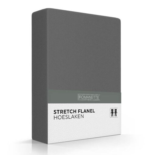 Romanette Hoeslaken Flanel Stretch Antraciet