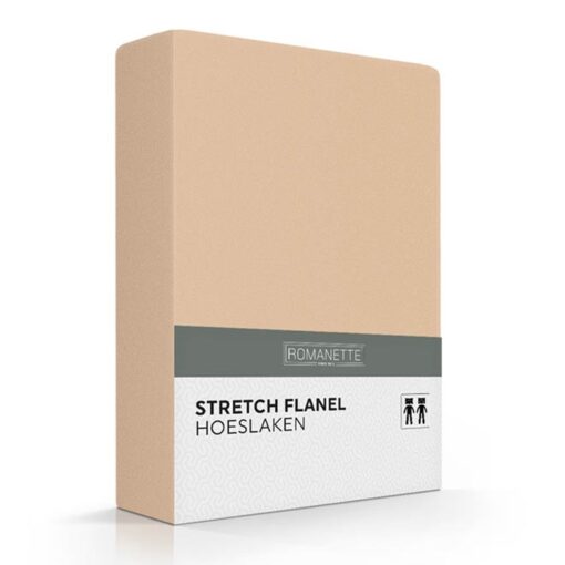 Romanette Hoeslaken Flanel Stretch Camel