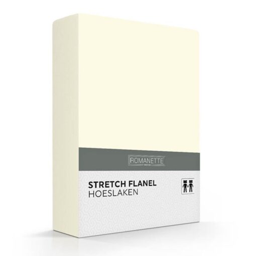 Romanette Hoeslaken Flanel Stretch Ivoor