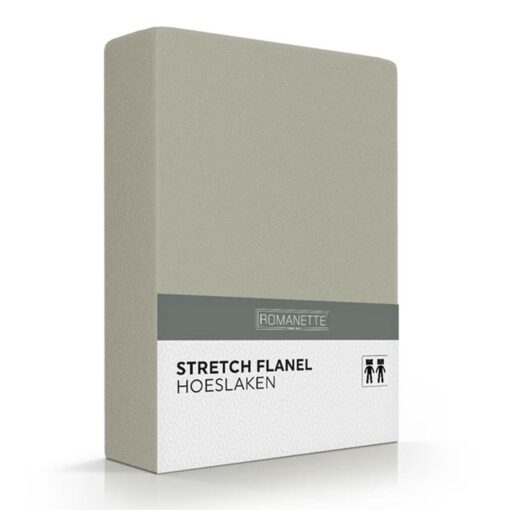 Romanette Hoeslaken Flanel Stretch Kaki