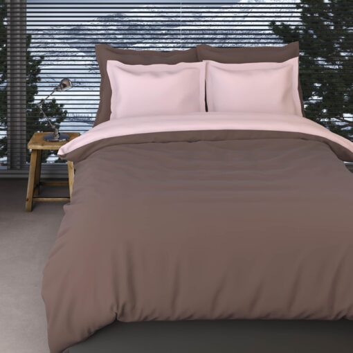 Romanette Dekbedovertrek Flanel Comtesse Taupe - Roze