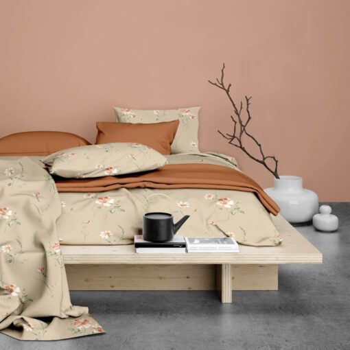 Satin Dor Dekbedovertrek Zabina - Beige Terra