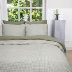 Town Country Dekbedovertrek Gingham Olive