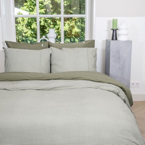 Town Country Dekbedovertrek Gingham Olive