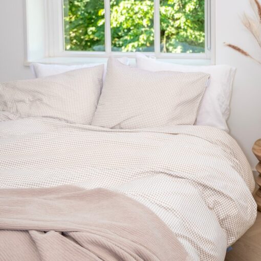 Town Country Dekbedovertrek Gingham - Taupe