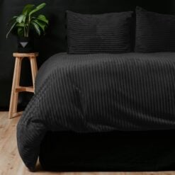 Alternative view of Sleeptime Dekbedovertrek Teddy Rib - Zwart 240 x 200/220 cm