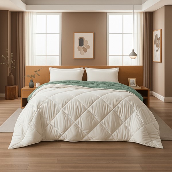 Lazy Dekbed Groen - Creme 240 x 200 cm - Afbeelding 6