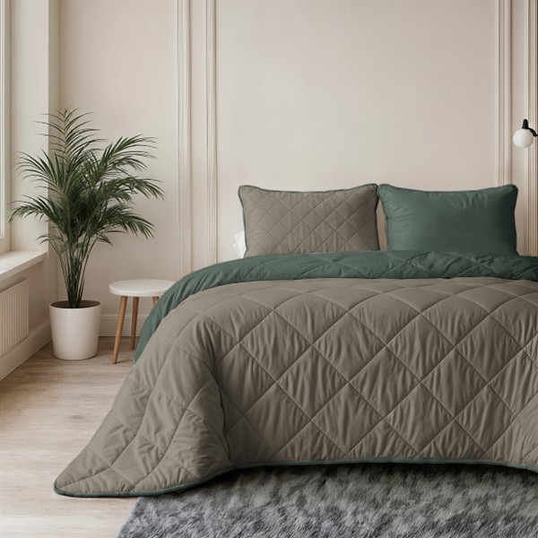Lazy Dekbed Groen - Taupe 240 x 200 cm - Afbeelding 5
