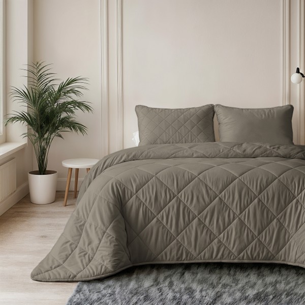 Lazy Dekbed Grijs - Taupe 200 x 200 cm - Afbeelding 2