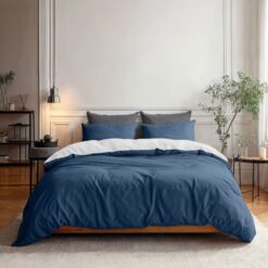 Twin Face Dekbedovertrek Navy & Wit 240 x 200/220 cm - Afbeelding 5