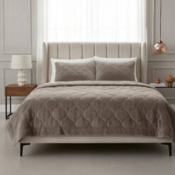 Lazy Dekbed Teddy Taupe/Grijs 200 x 200 Met Luxe Kussenslopen