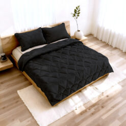 Lazy Dekbed Velvet Zwart 200 x 200 Met Luxe Kussenslopen