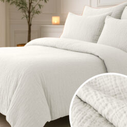 Lazy Dekbed Mousseline Beige 240 x 200 Met Kussenslopen