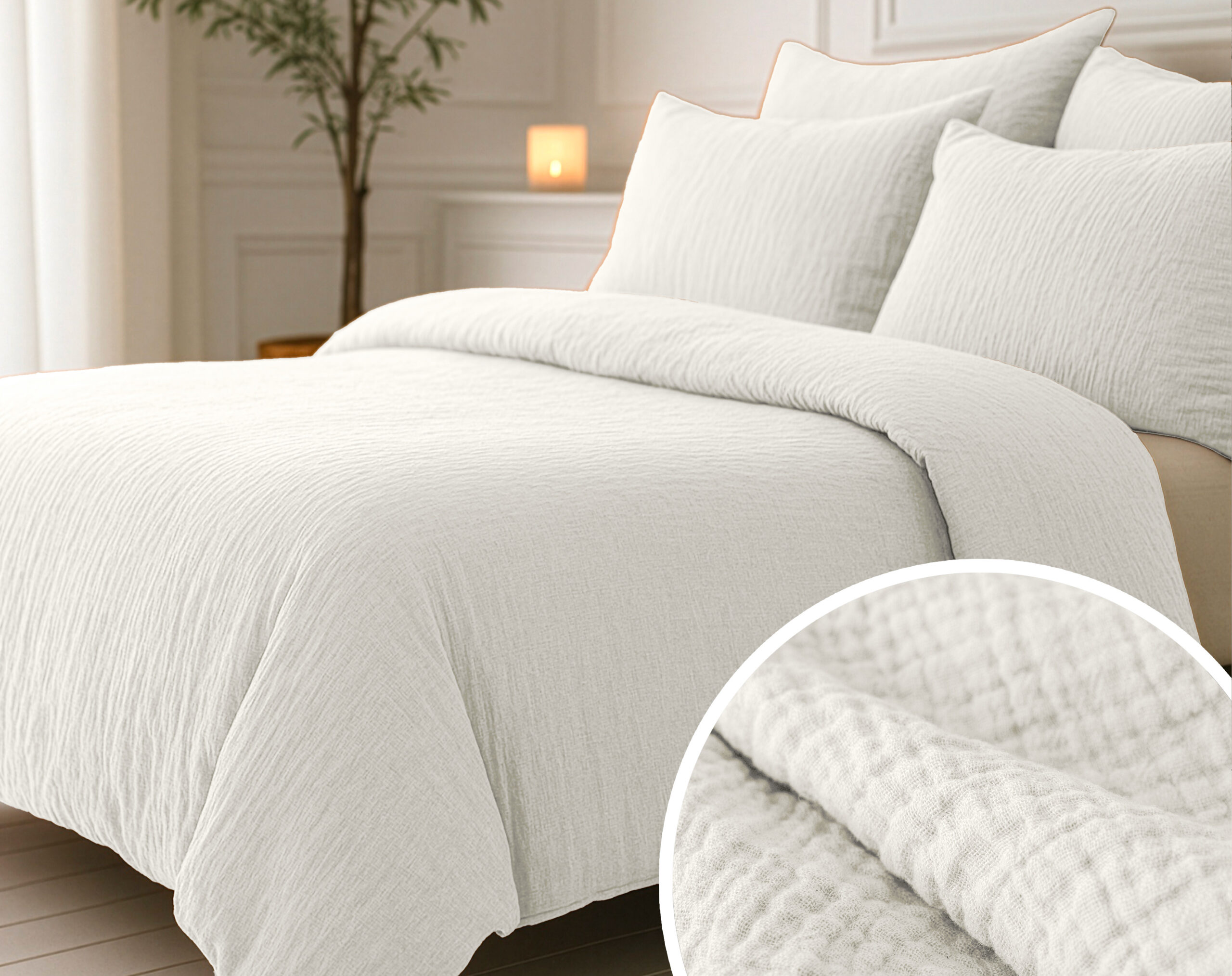 Lazy Dekbed Mousseline Beige 240 x 200 Met Kussenslopen