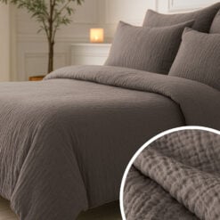 Lazy Dekbed Mousseline Donker Taupe 240 x 200 Met Kussenslopen