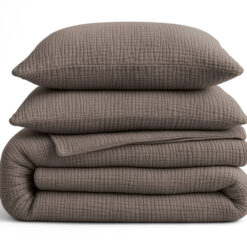 Lazy Dekbed Mousseline Donker Taupe 240 x 200 Met Kussenslopen