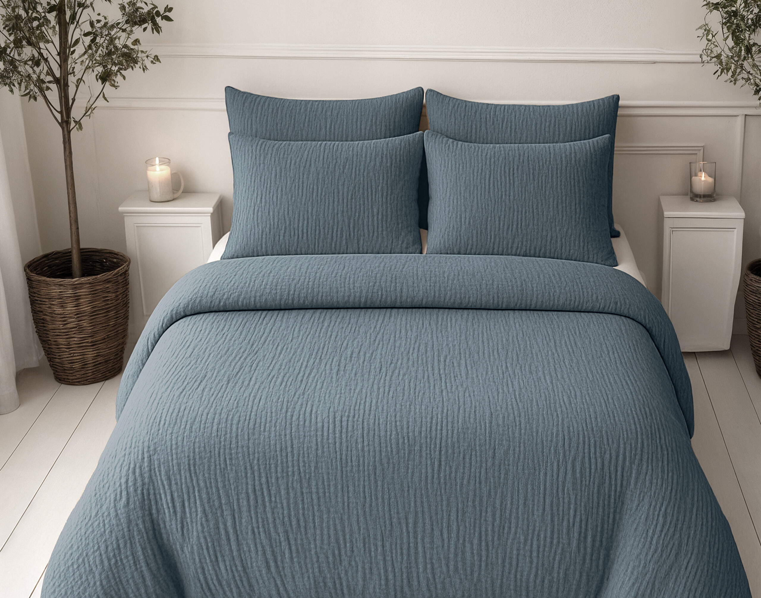Lazy Dekbed Mousseline Groen 200 x 200 Met Kussenslopen