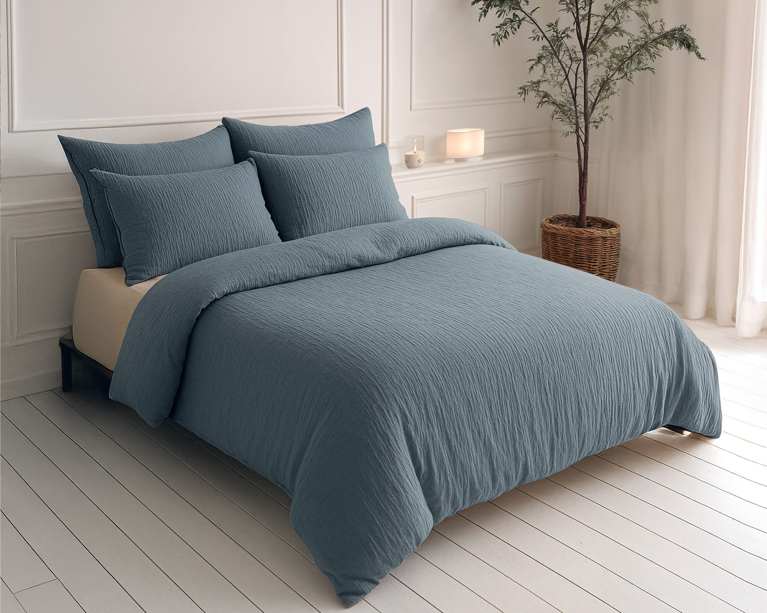 Lazy Dekbed Mousseline Groen 200 x 200 Met Kussenslopen