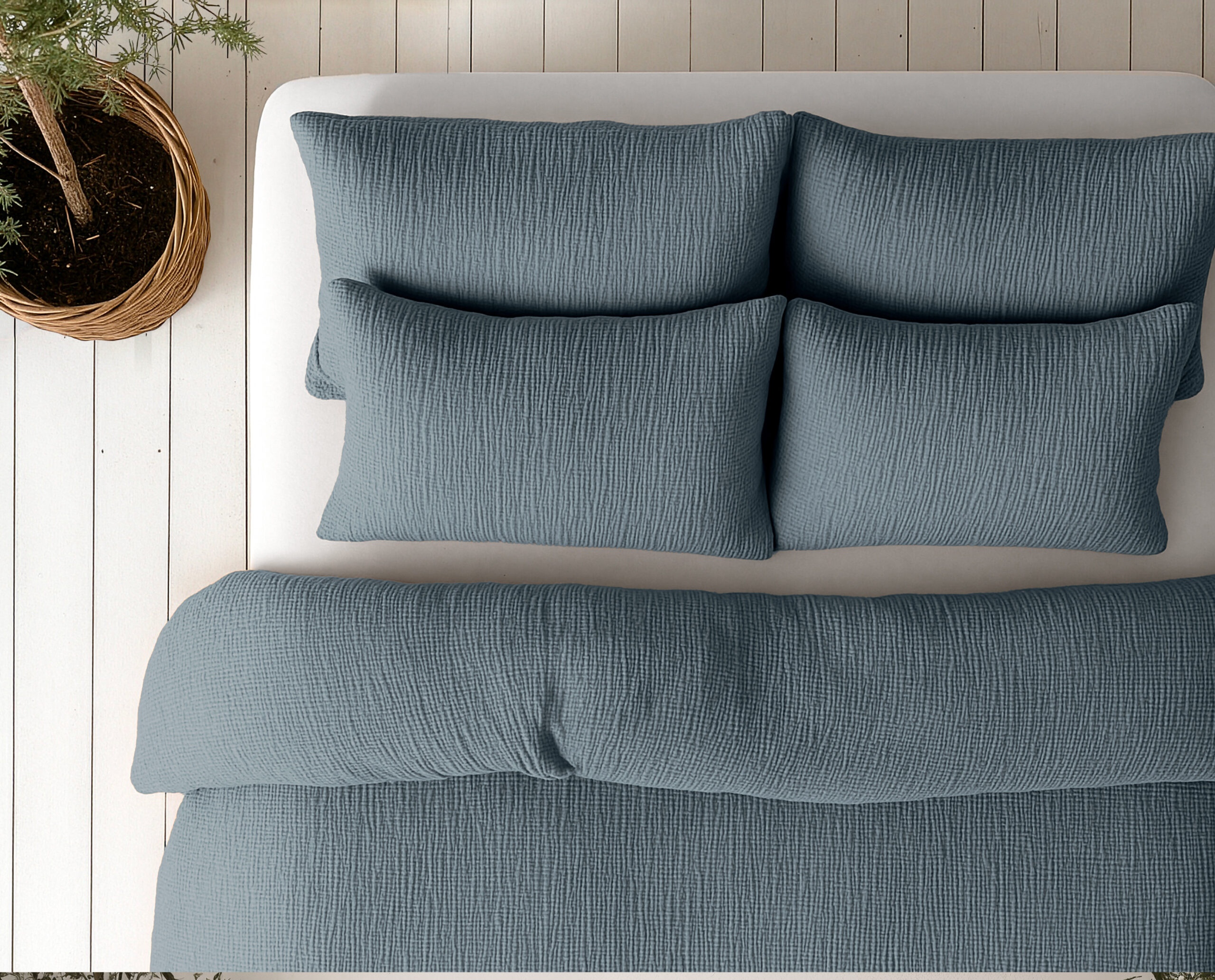 Lazy Dekbed Mousseline Groen 200 x 200 Met Kussenslopen