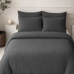 Lazy Dekbed Mousseline Antraciet 200 x 200 Met Kussenslopen