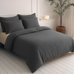 Lazy Dekbed Mousseline Antraciet 200 x 200 Met Kussenslopen