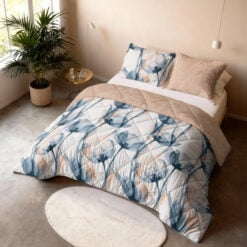 Lazy Dekbed Glass Flower Blauw 240 x 220 Met Kussenslopen