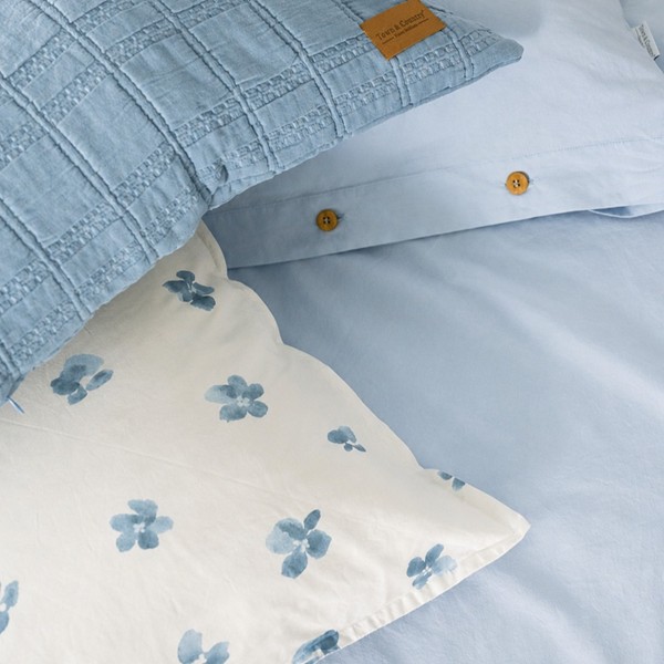 Town & Country Dekbedovertrek Satijn - Aqua Flower Blue - Afbeelding 7