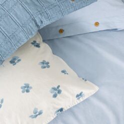 Town & Country Dekbedovertrek Satijn - Aqua Flower Blue - Afbeelding 5