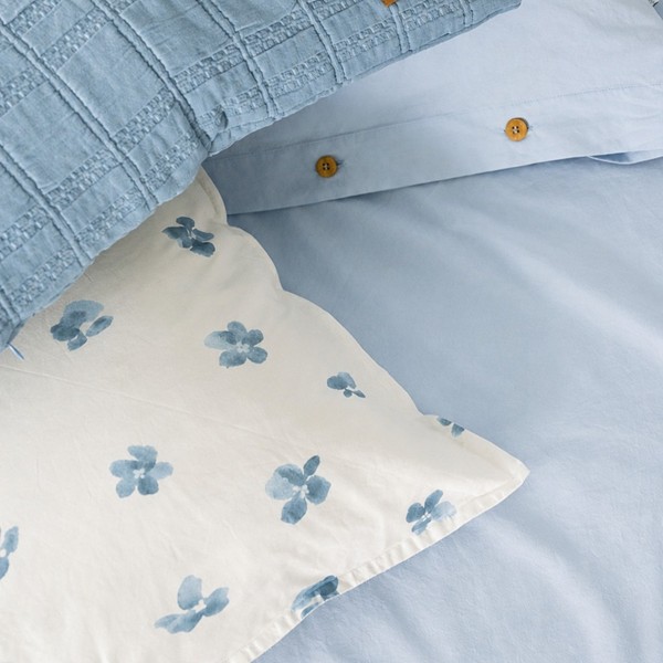 Town & Country Dekbedovertrek Satijn - Aqua Flower Blue - Afbeelding 5